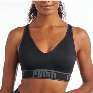 PUMA Sport’s Bra Black Apex Logo Band Seamless Size Medium